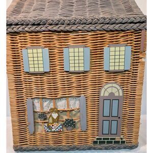 Vintage Wicker Cottage House Toy Box Hamper Nursery Storage Basket Decor